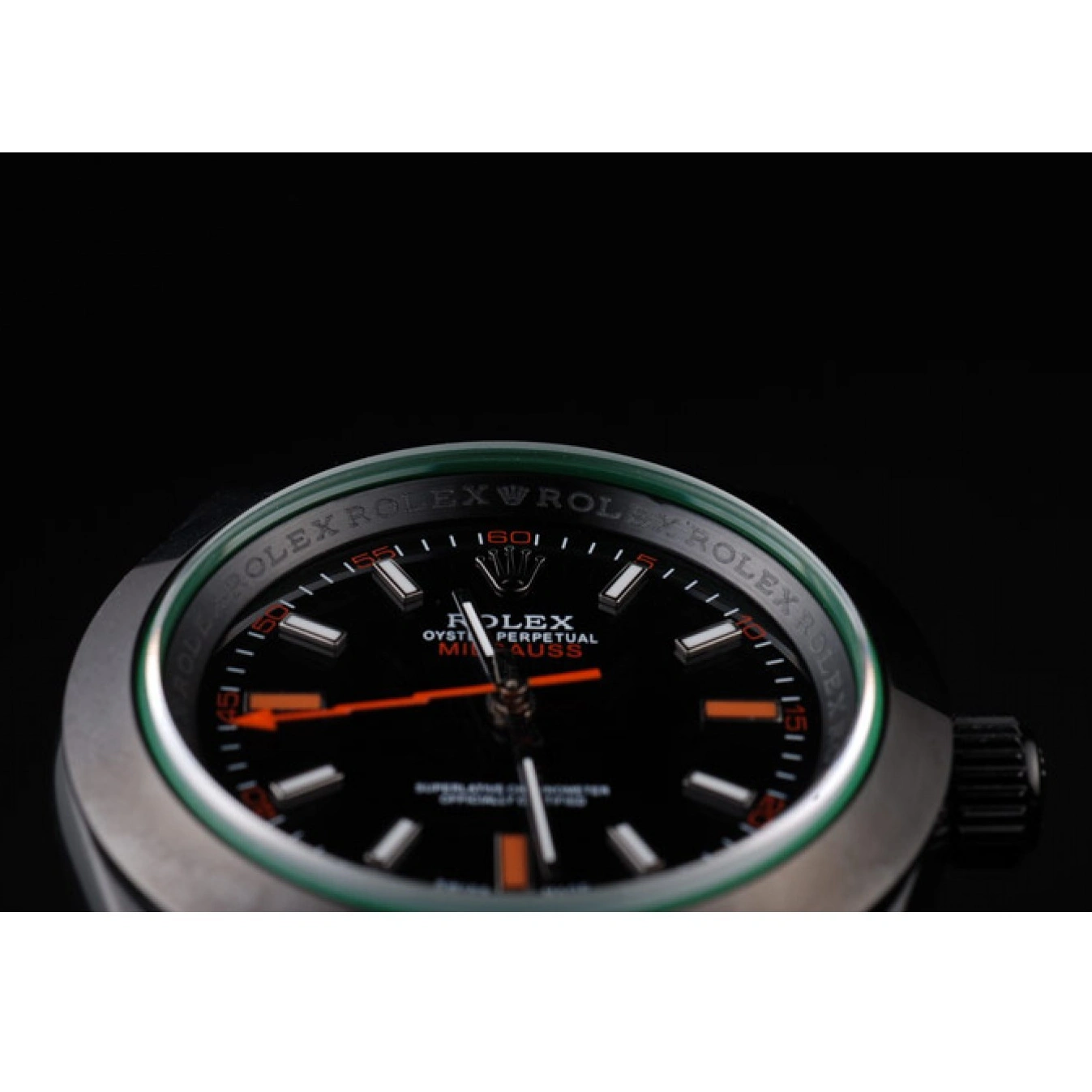 MiroTime 1025 Rolex Milgauss Pro-Hunter Tinted Green Saphire Black Dial